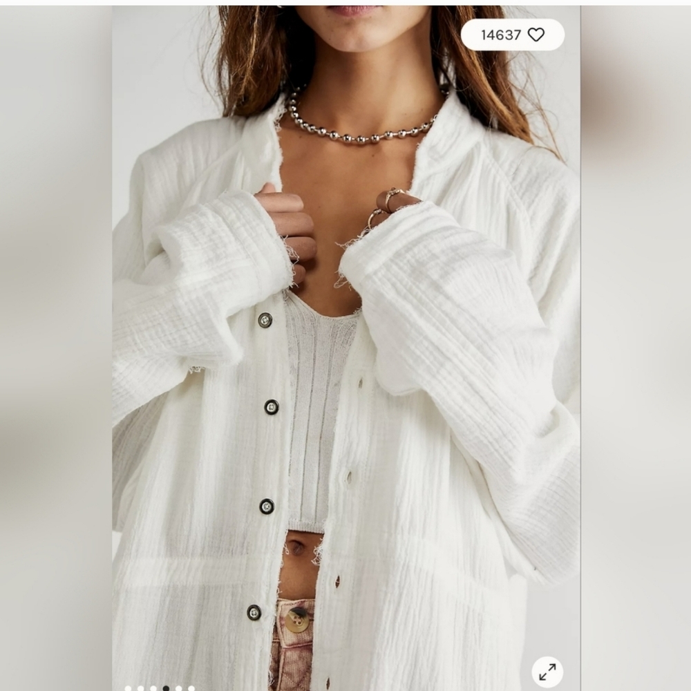 Cotton Brush Tunic White Button Down! Size Medium.